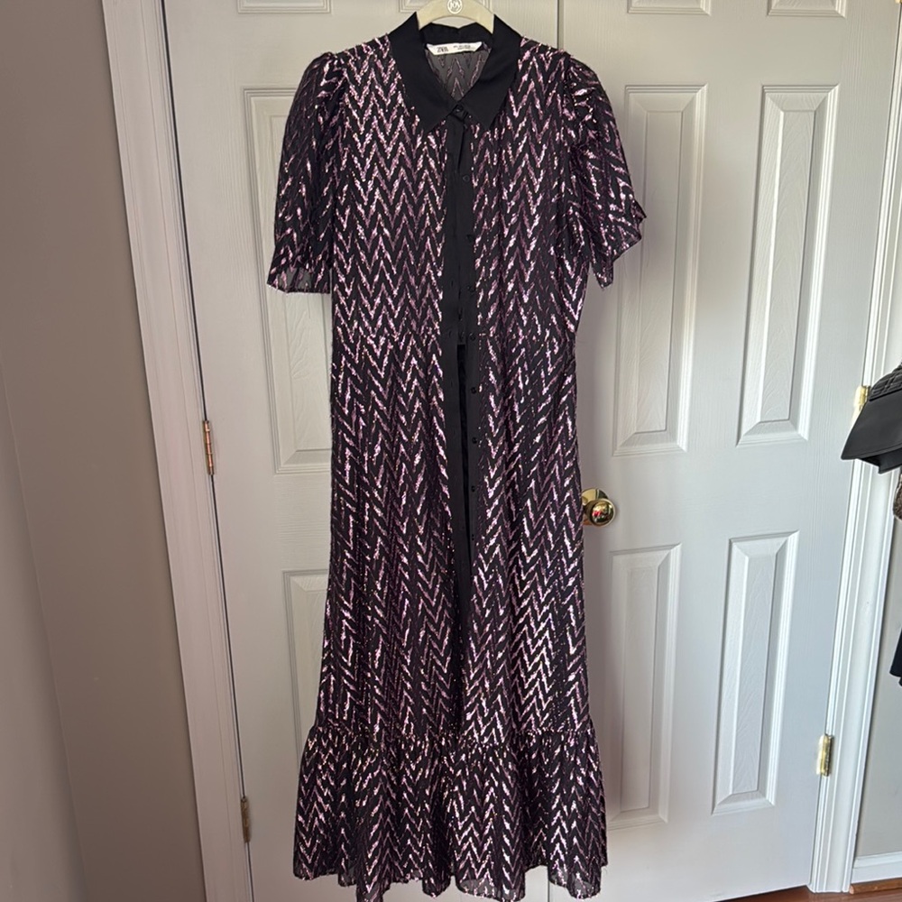 Black and Pink Chevron Pattern Dress-Trinny favorite